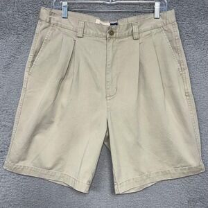 VTG Gap Relaxed Shorts Mens Size 34 x 9 Tan Chino Pleated Y2k Preppy Classic Fit